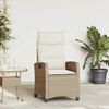 vidaXL Reclining Garden Chair with Side Table Beige Poly Rattan