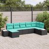vidaXL Garden Sofa Set 7 pcs Black and turquoise 319 x 154 x 85 cm