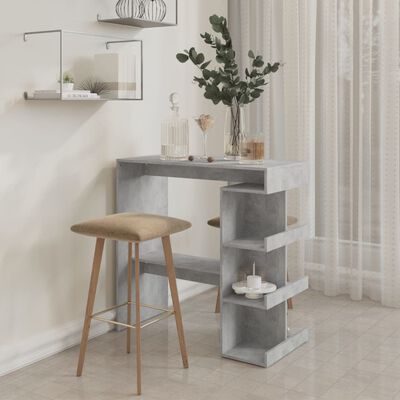 vidaXL Bar Table with Storage Rack Concrete Grey 100x50x101.5cm Engineered Wood