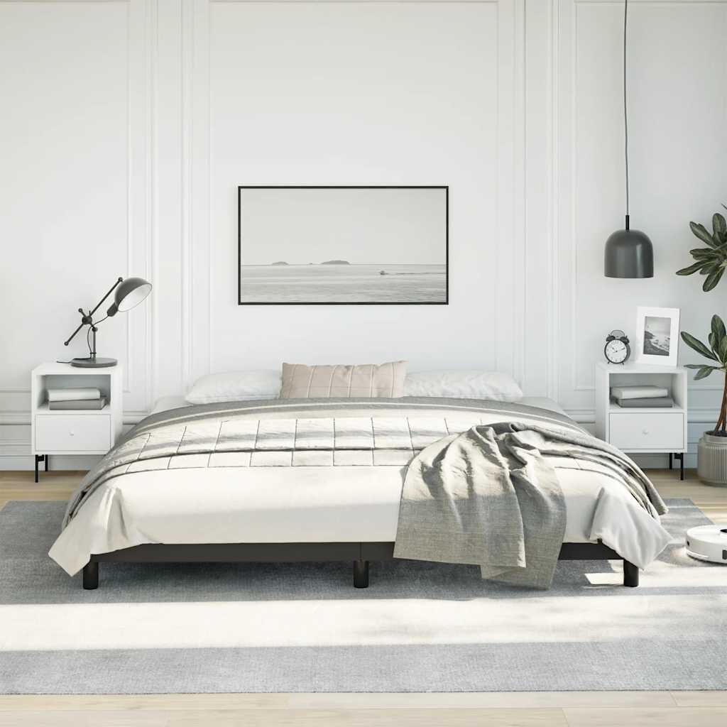 vidaXL Bed Frame without Mattress Black 193x203 cm King Faux Leather