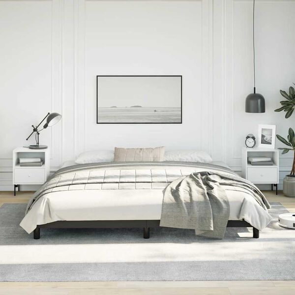 vidaXL Bed Frame without Mattress Black 193x203 cm King Faux Leather