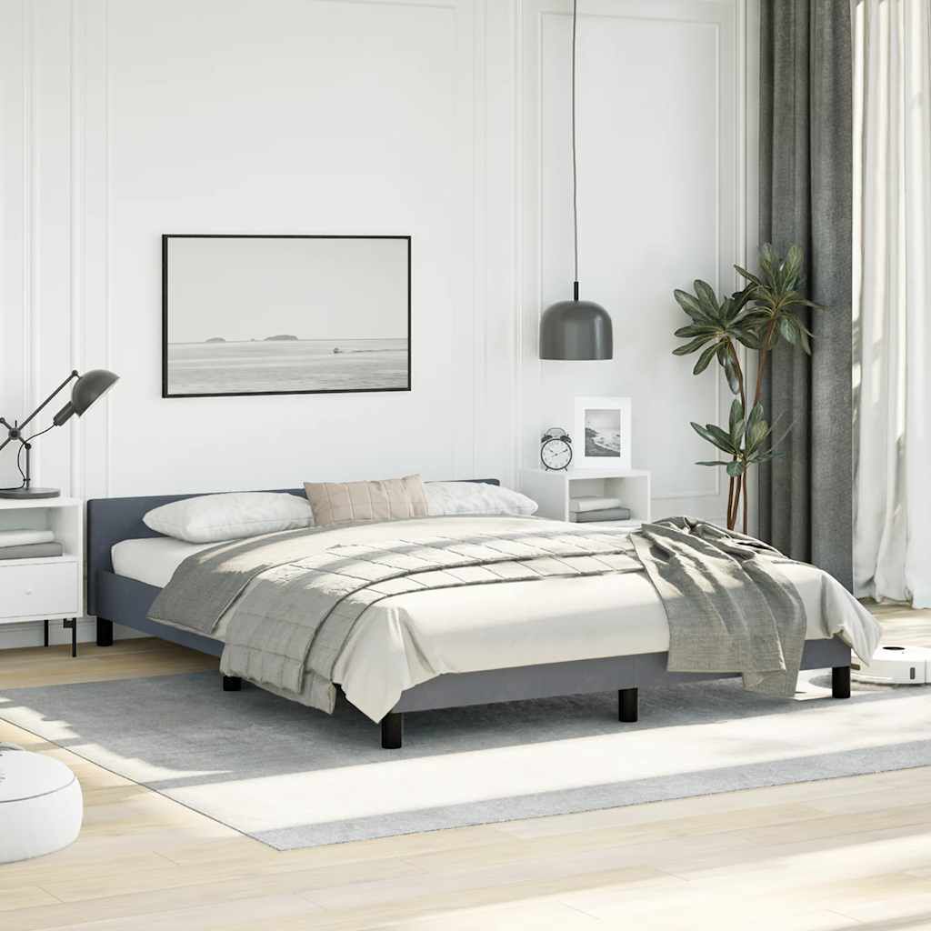 vidaXL Bed Frame without Mattress Dark Grey Queen Velvet