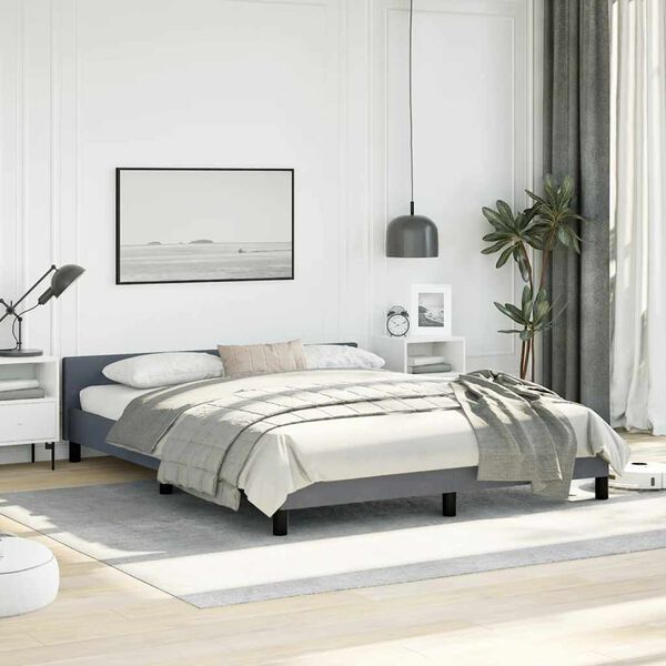 vidaXL Bed Frame without Mattress Dark Grey Queen Velvet