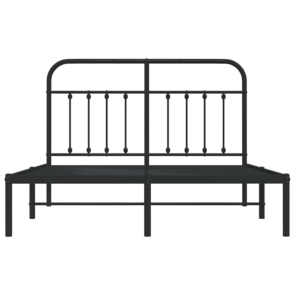 vidaXL Metal Bed Frame without Mattress with Headboard Black 135x190cm