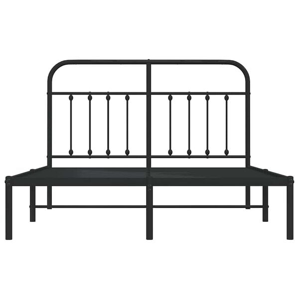 vidaXL Metal Bed Frame without Mattress with Headboard Black 135x190cm