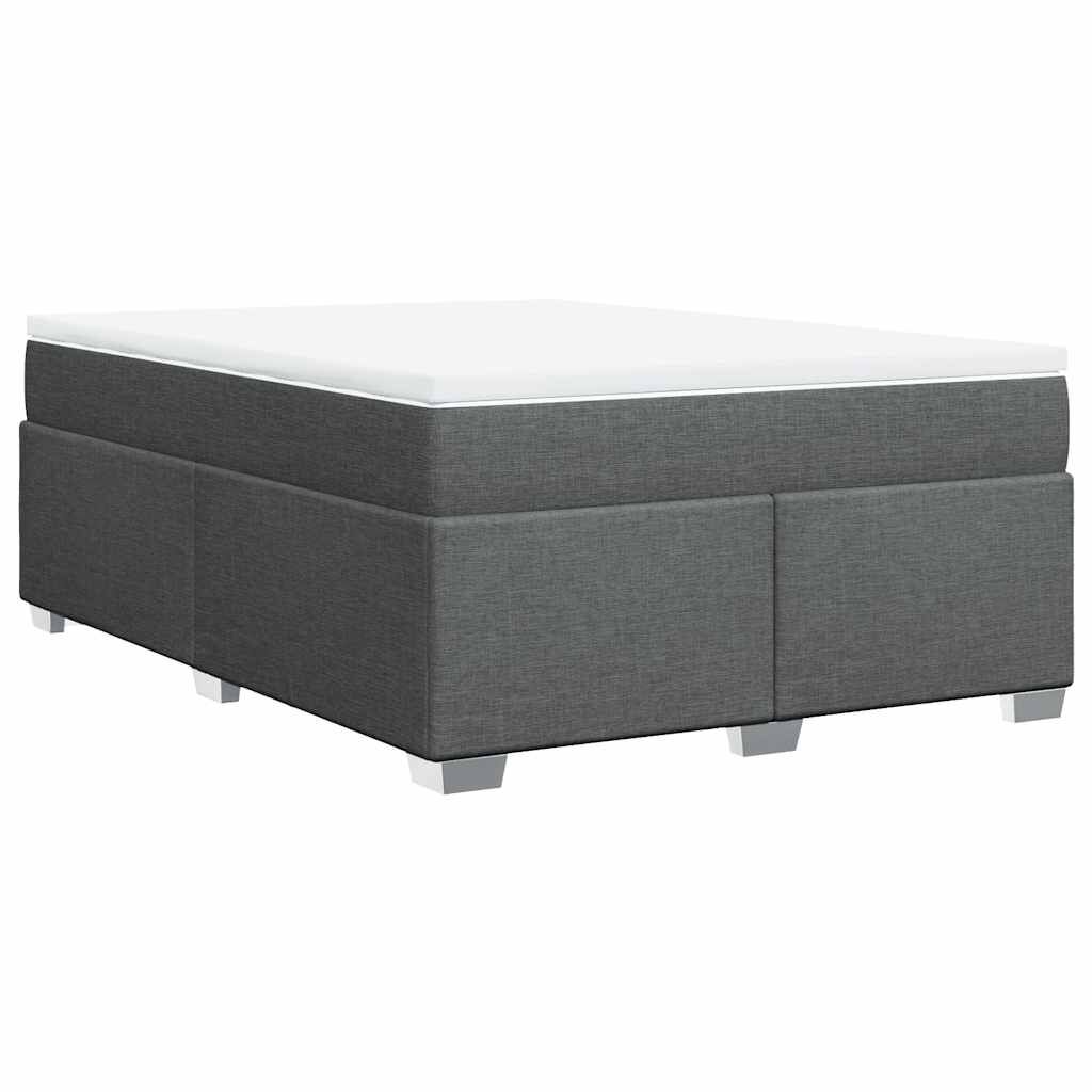 vidaXL Box Spring Bed with Mattress Dark Grey Full Fabric
