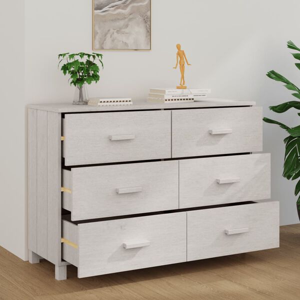 vidaXL Sideboard HAMAR White 113x40x80 cm Solid Wood Pine