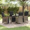vidaXL Garden Dining Set with Cushion 5 pcs Grey Poly Rattan