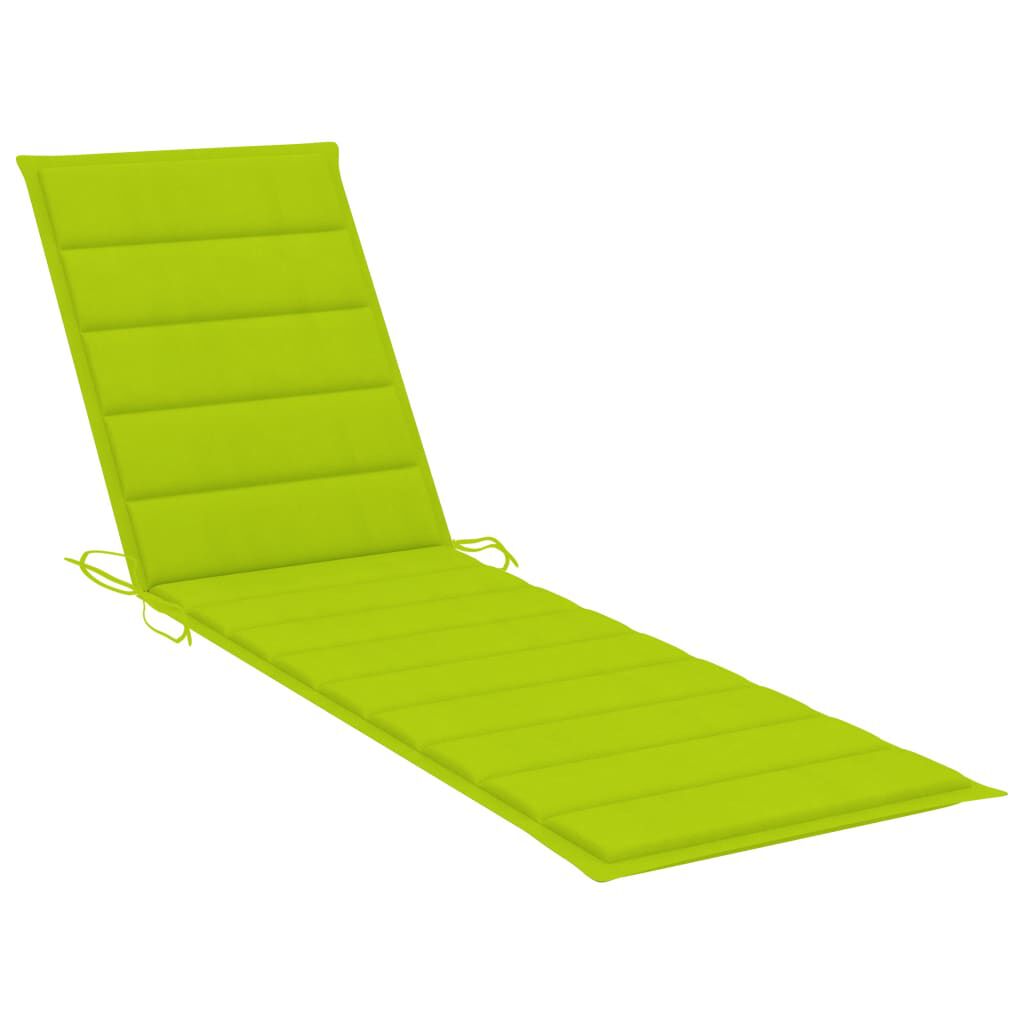 vidaXL Sun Lounger with Bright Green Cushion Solid Teak Wood