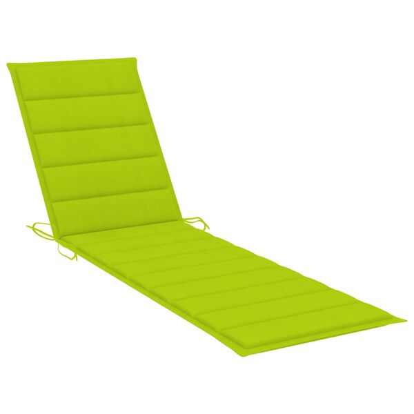vidaXL Sun Lounger with Bright Green Cushion Solid Teak Wood