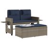 vidaXL Reclining Garden Bench with Cushions Grey Poly Rattan