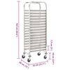 vidaXL Kitchen Trolley for 16 Trays 38x55x163 cm Stainless Steel