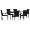 vidaXL 7 Piece Garden Dining Set Black Poly Rattan