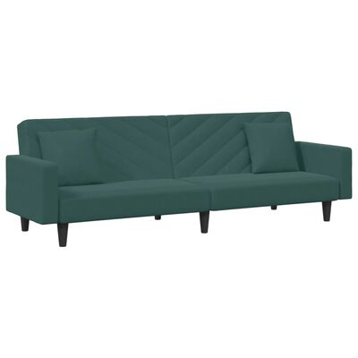 vidaXL 2 Piece Sofa Set with Pillows Dark Green Velvet