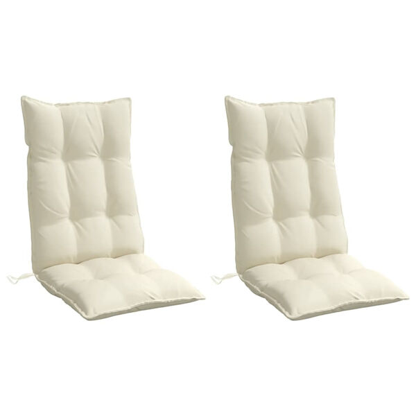 vidaXL Highback Chair Cushions 2 pcs Cream Oxford Fabric