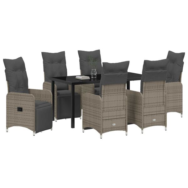 vidaXL Garden Dining Set with Cushion 7 pcs Beige Poly Rattan