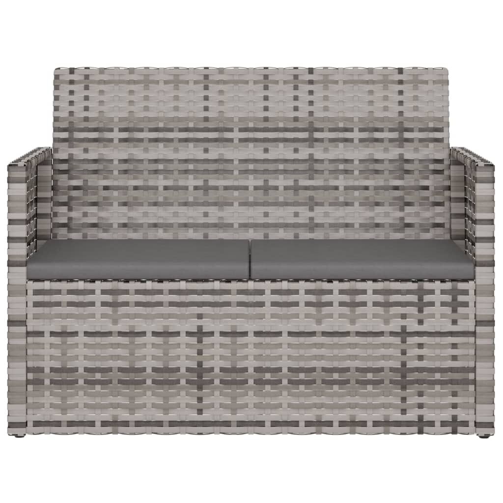 vidaXL Garden Bench with Cushions Grey 105 cm Poly Rattan