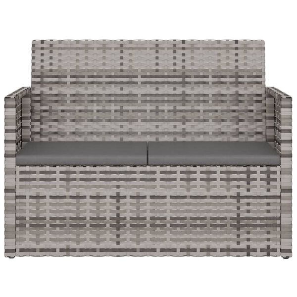 vidaXL Garden Bench with Cushions Grey 105 cm Poly Rattan
