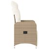 vidaXL Reclining Garden Chair with Cushions Beige Poly Rattan