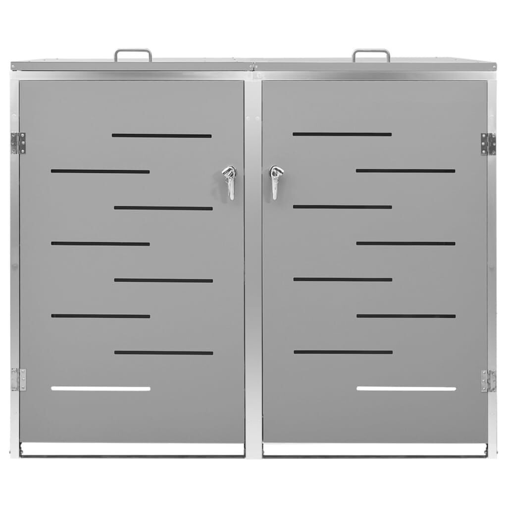 vidaXL Double Wheelie Bin Shed 138x77.5x112.5 cm Stainless Steel