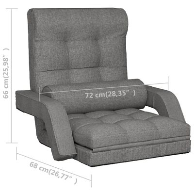 vidaXL Folding Floor Chair with Bed Function Light Grey Fabric