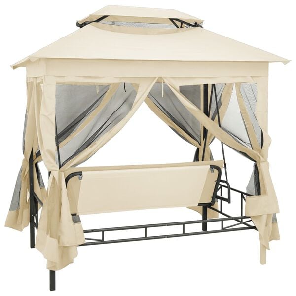 vidaXL Gazebo Convertible Swing Bench Cream White