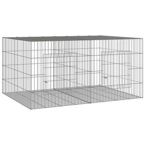 vidaXL 2-Panel Rabbit Cage 110x79x54 cm Galvanised Iron