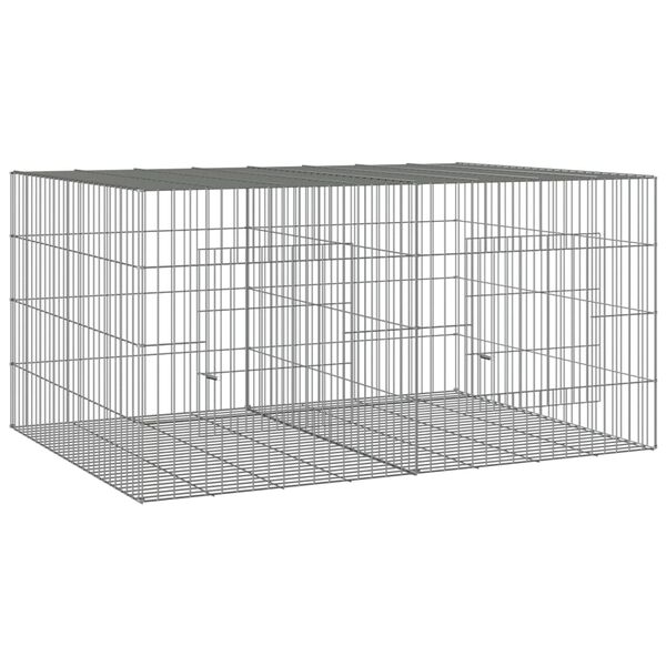 vidaXL 2-Panel Rabbit Cage 110x79x54 cm Galvanised Iron