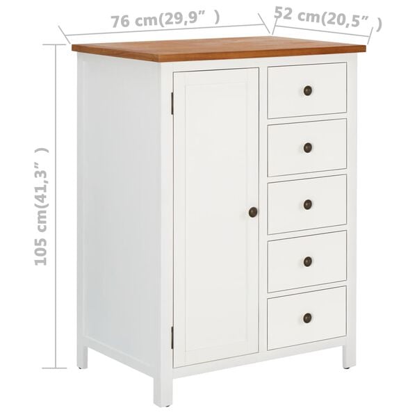 vidaXL Wardrobe 76x52x105 cm Solid Oak Wood