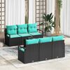 vidaXL Garden Sofa Set 7 pcs Black and Turquoise Poly Rattan