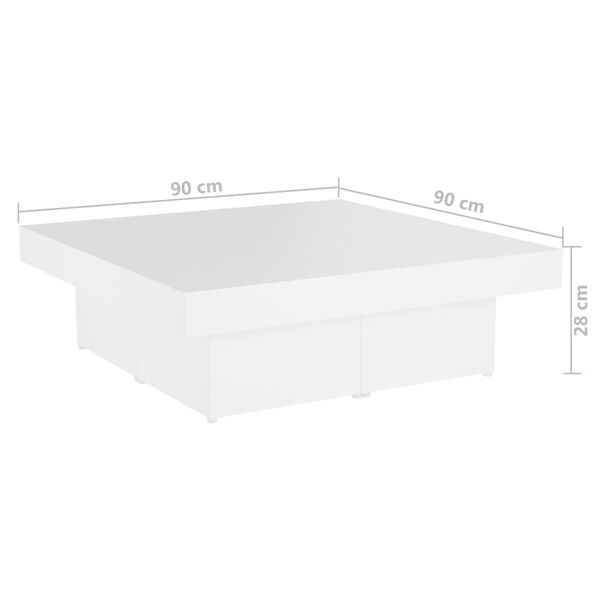 vidaXL Coffee Table White 90x90x28 cm Engineered Wood