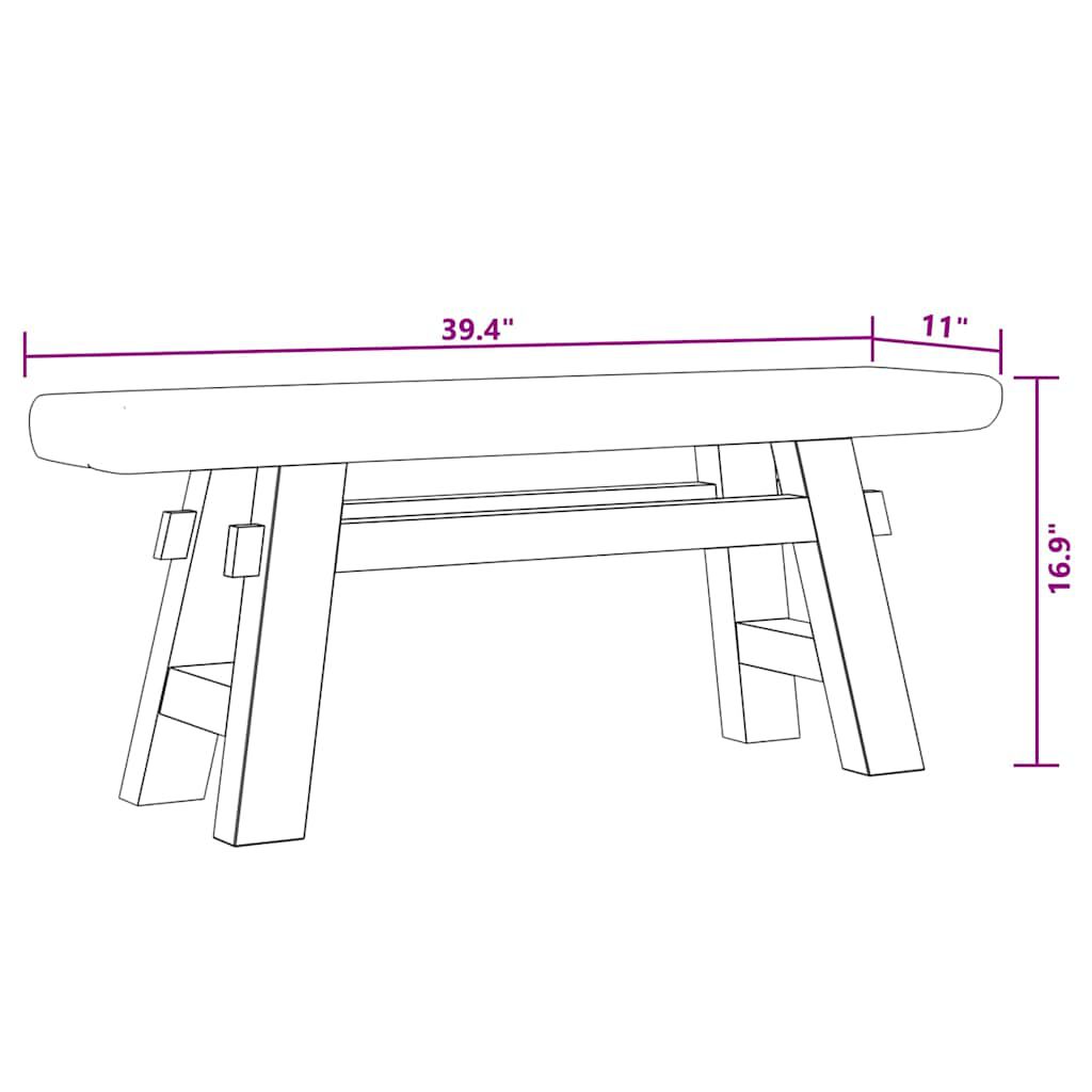vidaXL Bench Mixed Recycled Wood and Solid Teak 100x28x43 cm