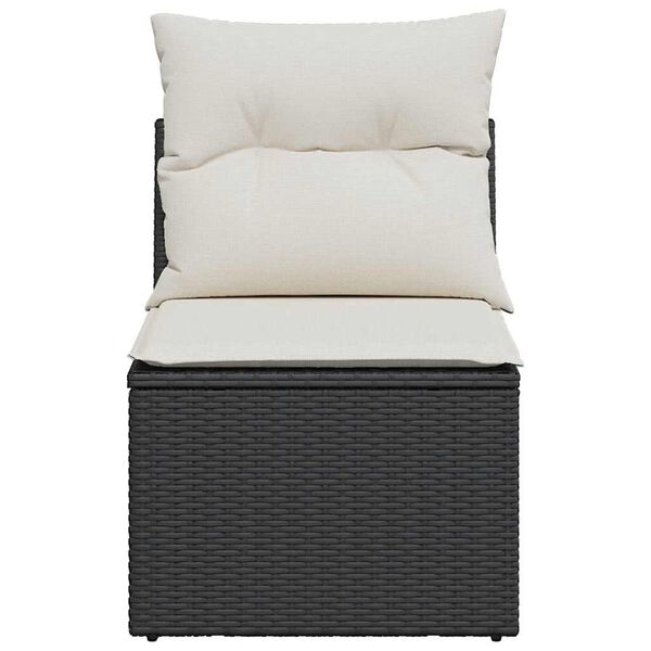 vidaXL Garden Chair Armless with Cushions Black Poly Rattan