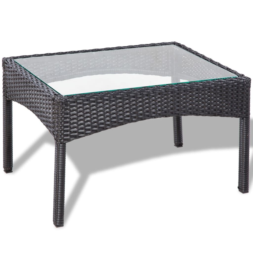vidaXL 4 Piece Garden lounge Set with Cushions Poly Rattan Black