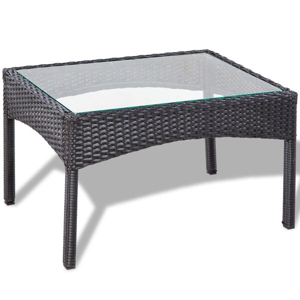 vidaXL 4 Piece Garden lounge Set with Cushions Poly Rattan Black
