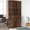 vidaXL Room Divider 3 Panels Dark Brown Solid Wood Paulownia