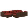 vidaXL 10 Piece Garden Lounge Set with Cushions Brown Poly Rattan
