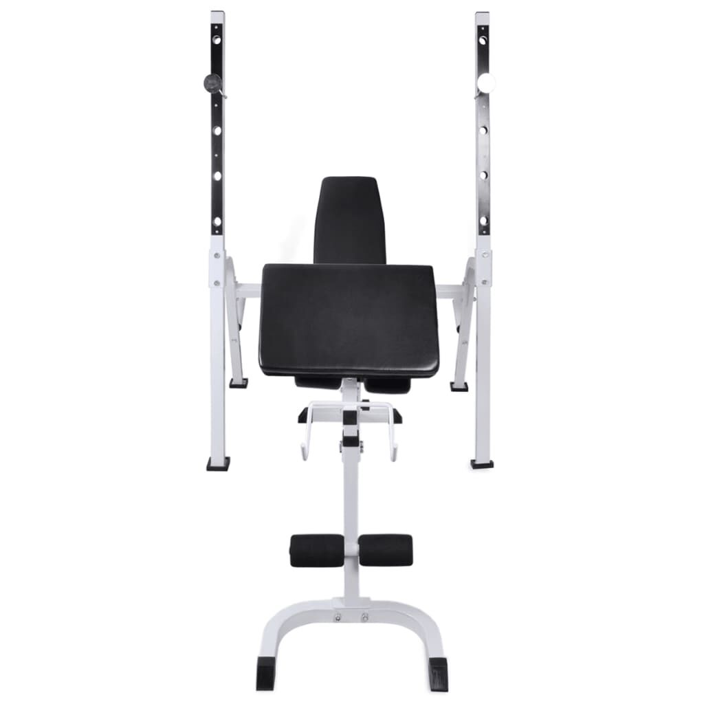 vidaXL Workout Bench with Weight Rack, Barbell and Dumbbell Set 90 kg