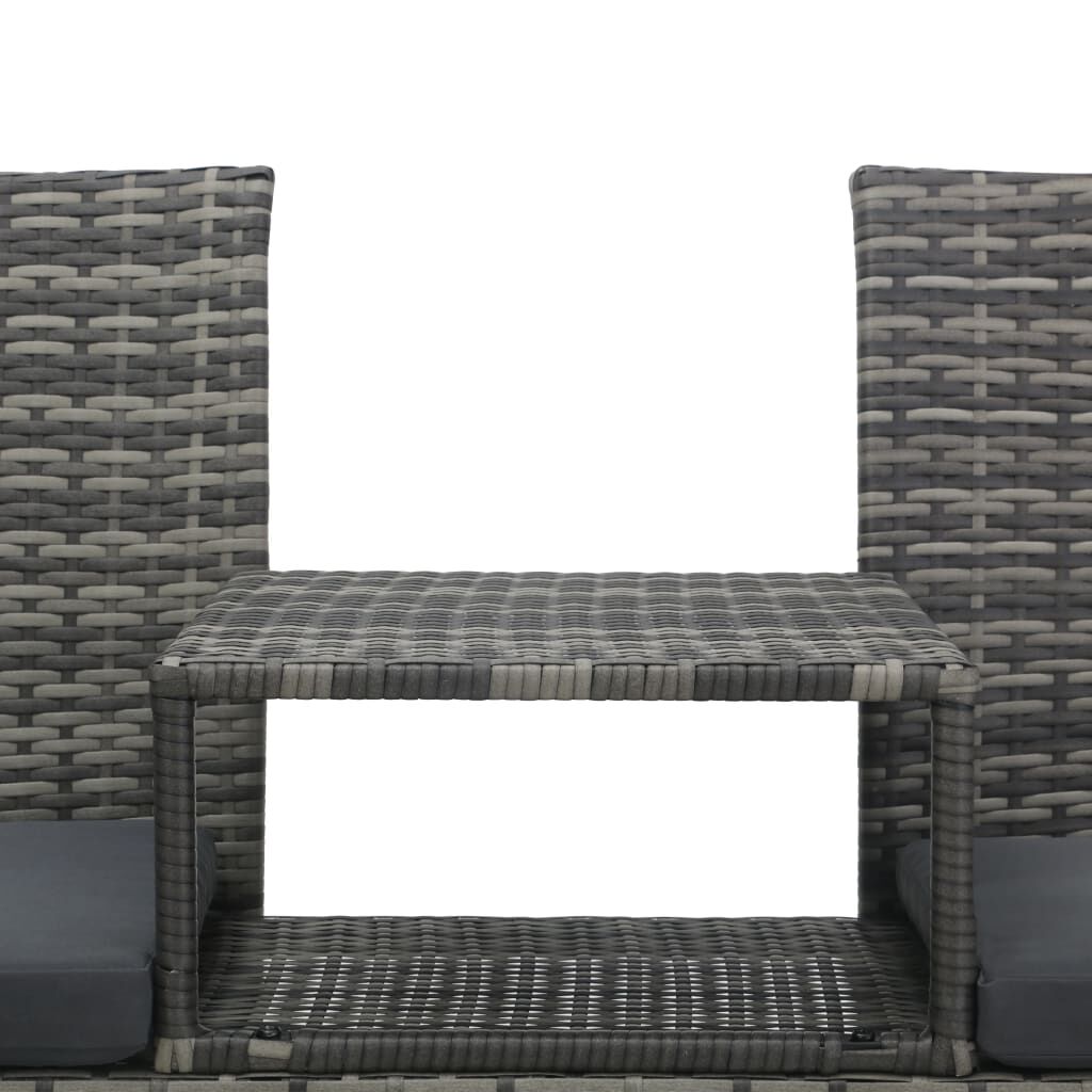 vidaXL 2-Seater Garden Sofa with Tea Table Poly Rattan Anthracite