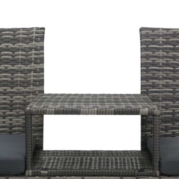 vidaXL 2-Seater Garden Sofa with Tea Table Poly Rattan Anthracite