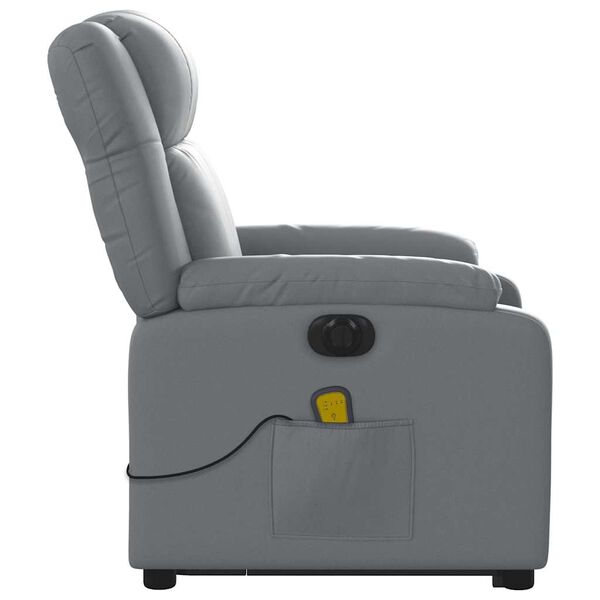 vidaXL Electric Stand up Massage Recliner Chair Grey Faux Leather