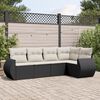 vidaXL 5 Piece Garden Sofa Set with Cushions Black Poly Rattan