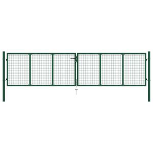 vidaXL Mesh Garden Gate Steel 400x100 cm Green