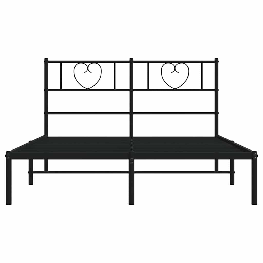 vidaXL Metal Bed Frame without Mattress with Headboard Black 135x190cm