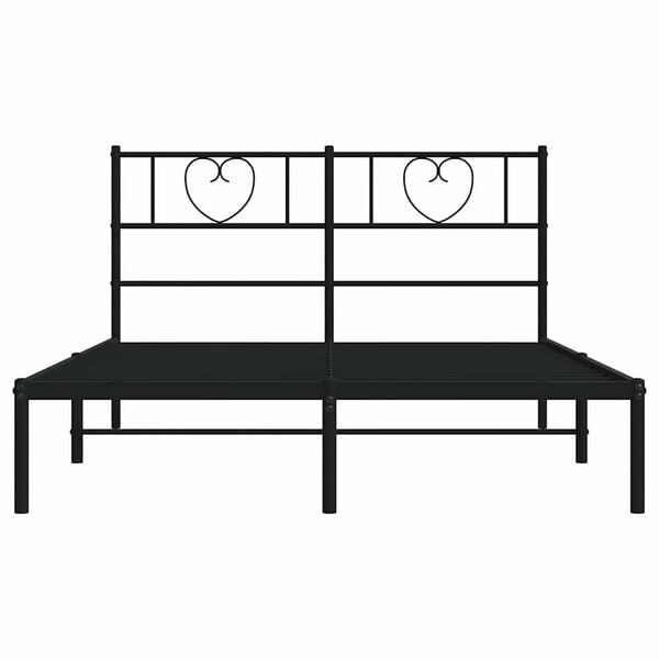 vidaXL Metal Bed Frame without Mattress with Headboard Black 135x190cm