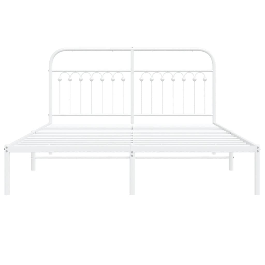 vidaXL Metal Bed Frame without Mattress with Headboard White 150x200cm