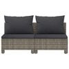 vidaXL 2-Seater Garden Sofa with Cushions Grey Poly Rattan