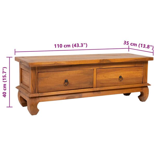 vidaXL TV Cabinet 110x35x40 cm Solid Teak Wood