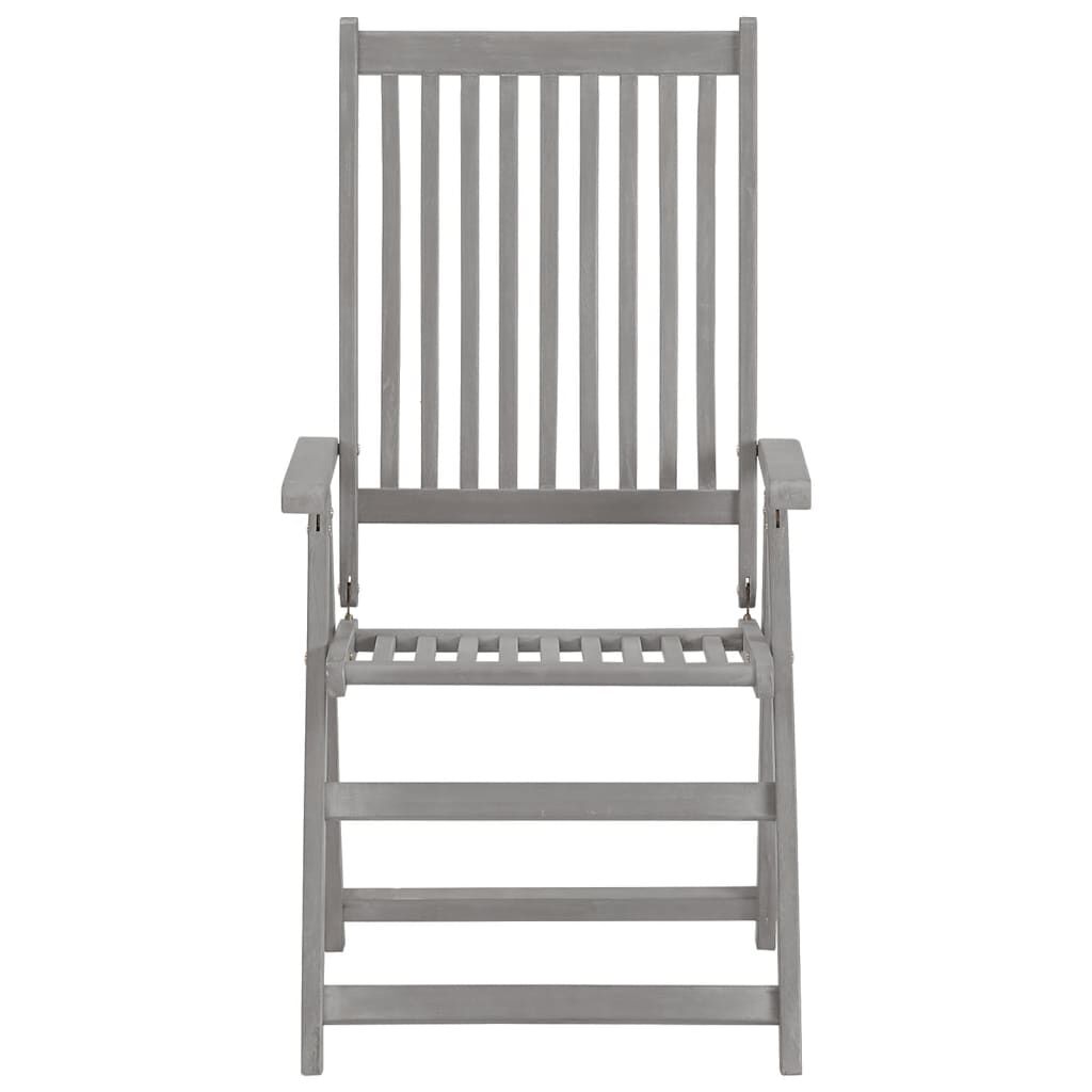vidaXL Garden Reclining Chairs with Cushions 8 pcs Grey Wood Acacia