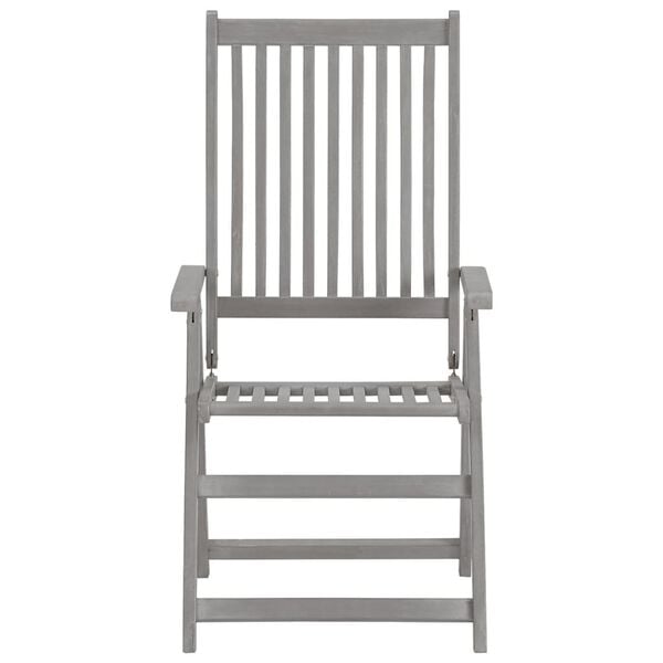 vidaXL Garden Reclining Chairs with Cushions 8 pcs Grey Wood Acacia